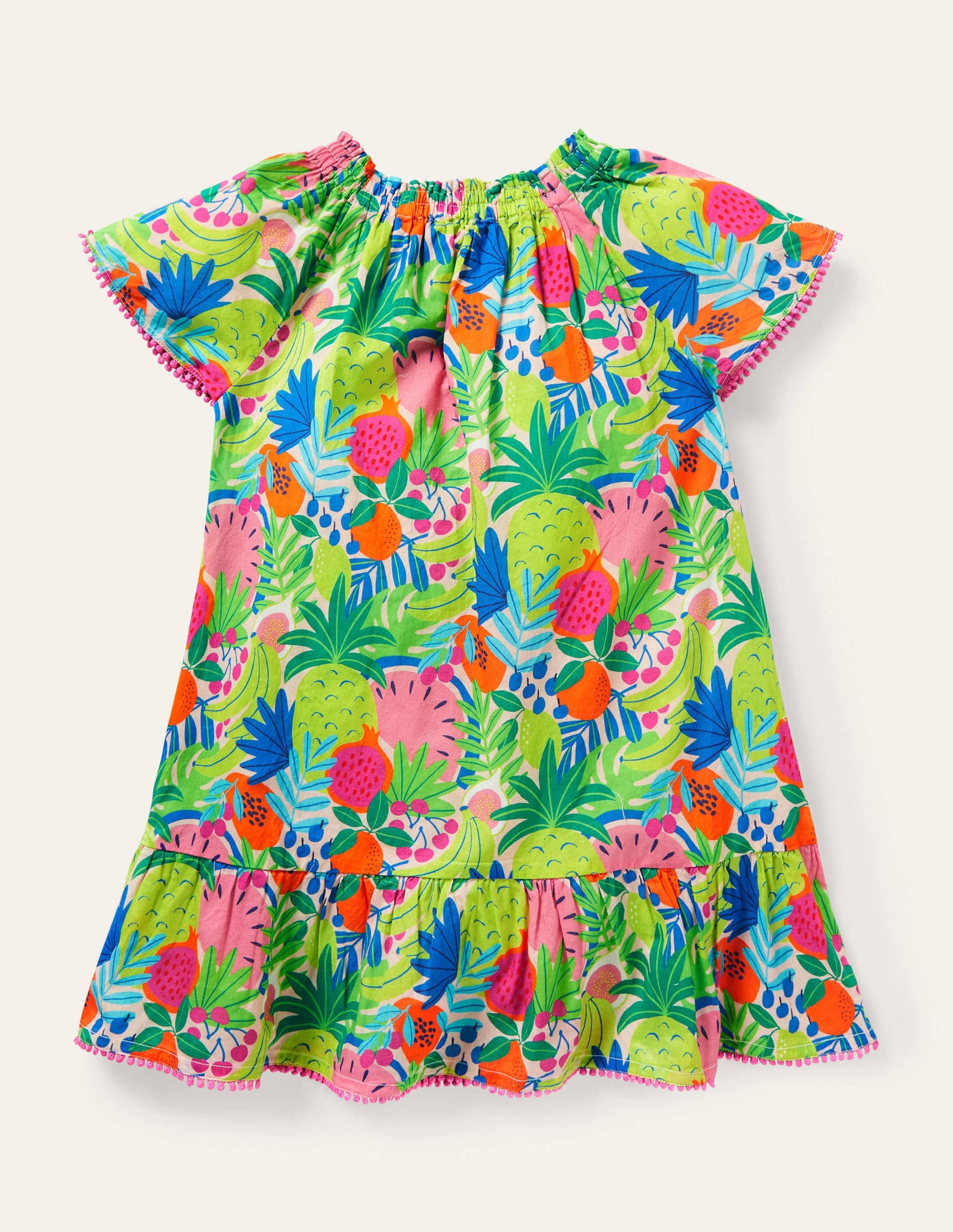 Smocked Printed Kaftan-Multi Tropical Fruit-2