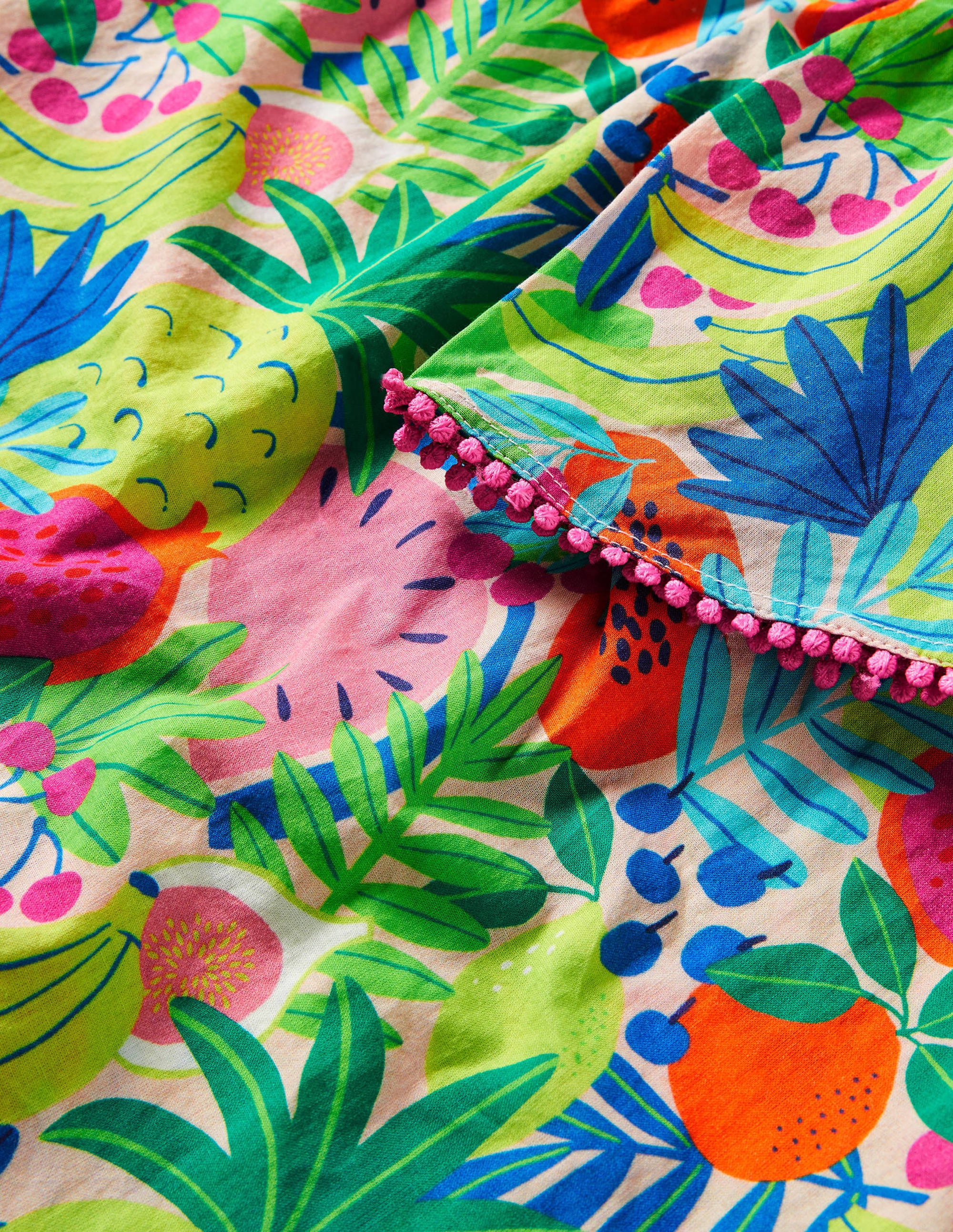 Smocked Printed Kaftan-Multi Tropical Fruit - Image 3