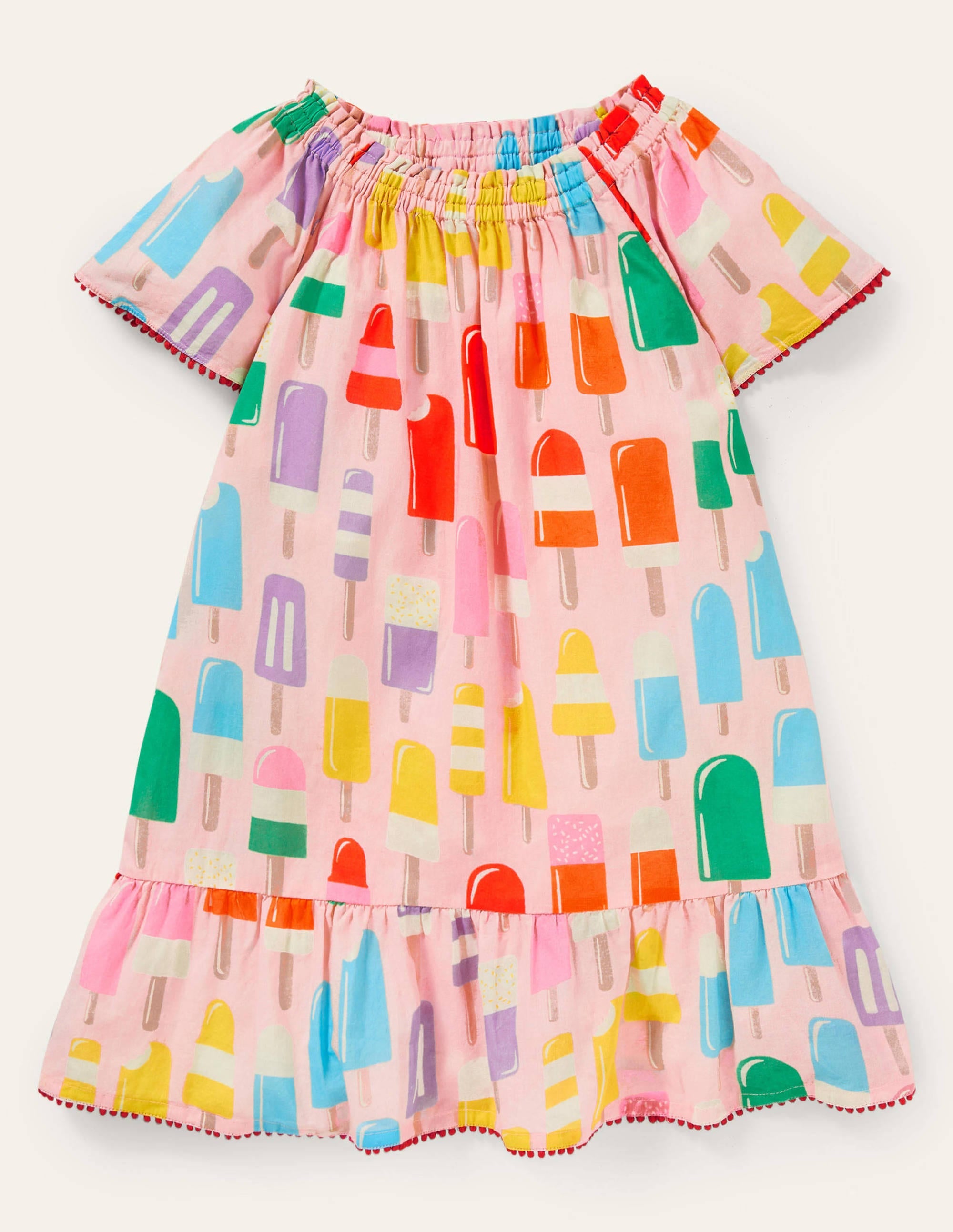 Smocked Printed Kaftan-Multi Rainbow Lollies - Image 1