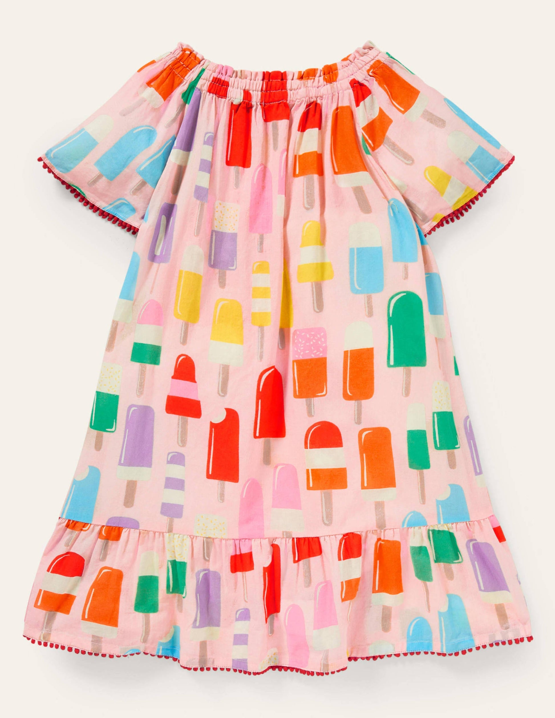 Smocked Printed Kaftan-Multi Rainbow Lollies-2