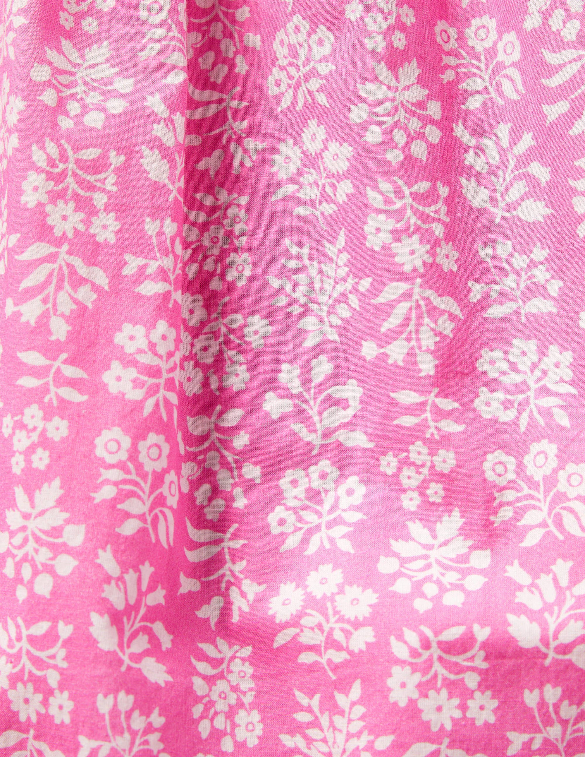 Smocked Printed Kaftan-Strawberry Ice Pink Woodblock - Image 3