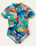Short-sleeved Swimsuit-Multi Rainbow Reef