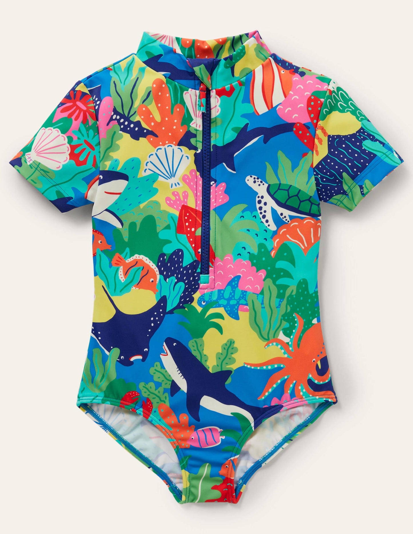 Short-sleeved Swimsuit-Multi Rainbow Reef