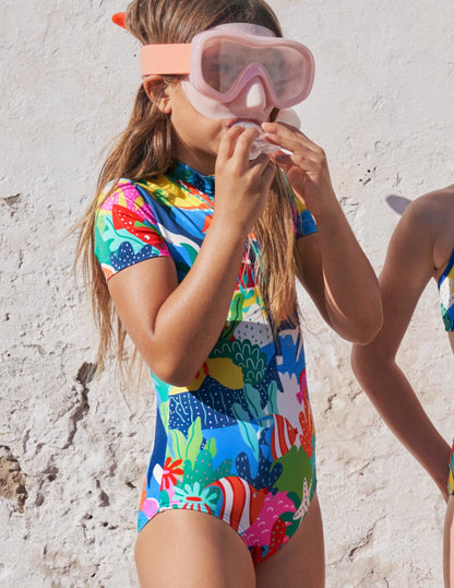 Short-sleeved Swimsuit-Multi Rainbow Reef-1