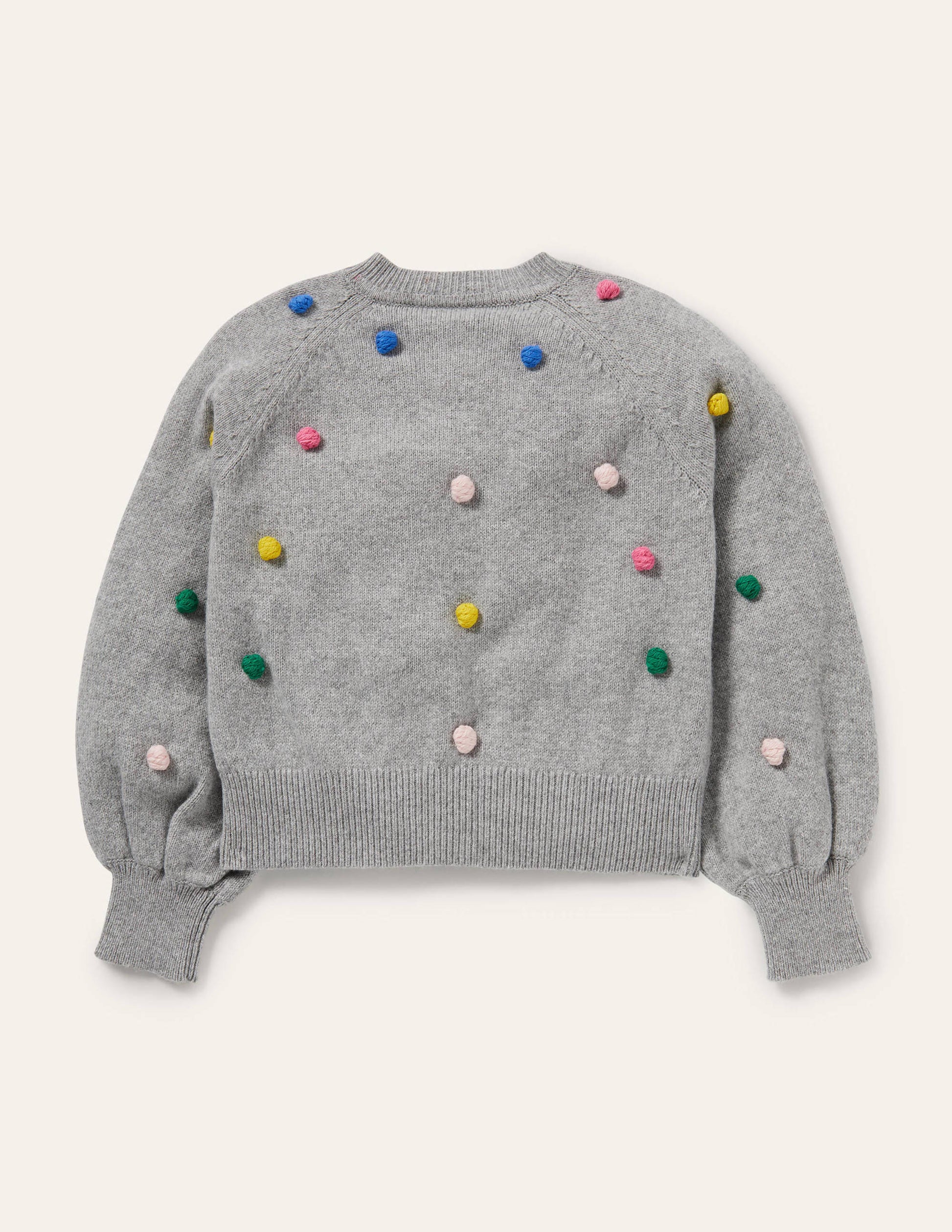 Puff Sleeve Cardigan-Grey Marl Multi Spots-2