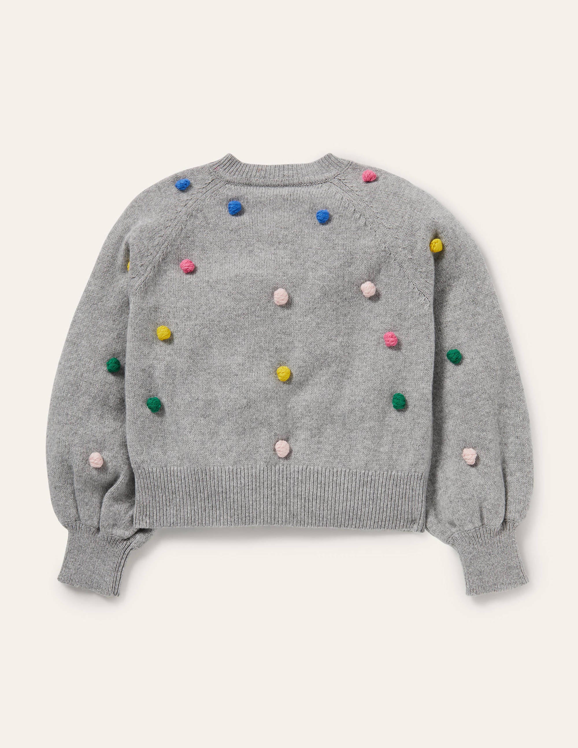 Puff Sleeve Cardigan-Grey Marl Multi Spots - Image 2