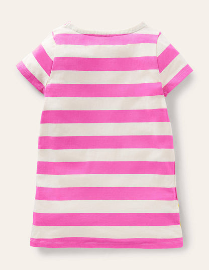 Short Sleeve Appliqué Tunic-Tickled Pink / Ivory Cheetah-4