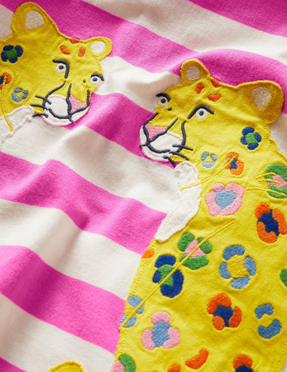 Short Sleeve Appliqué Tunic-Tickled Pink / Ivory Cheetah-5
