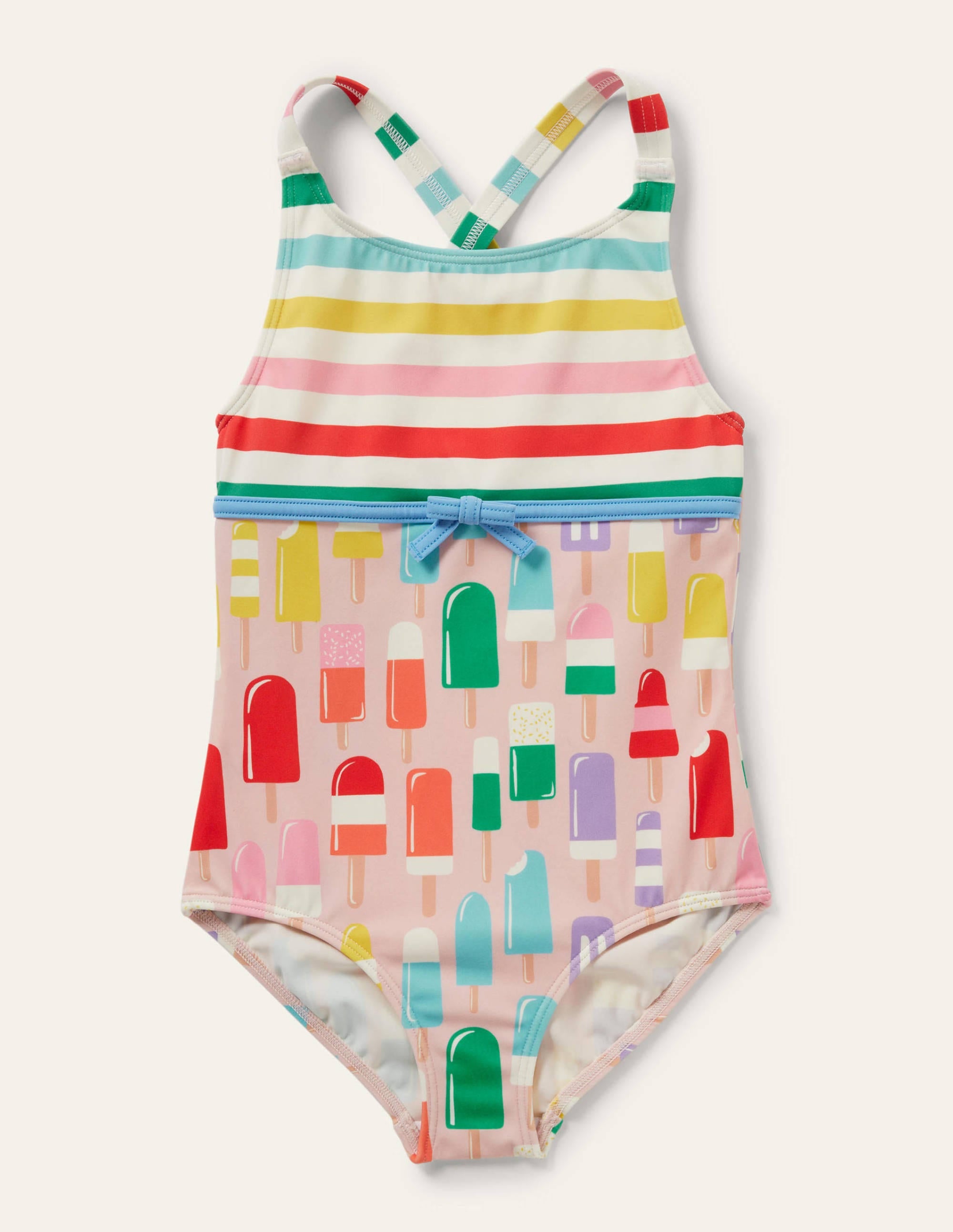 Hotchpotch Cross-back Swimsuit-Multi Rainbow Lollies - Image 1