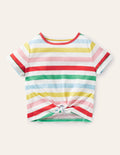 Tie-front T-shirt-Multi Stripe