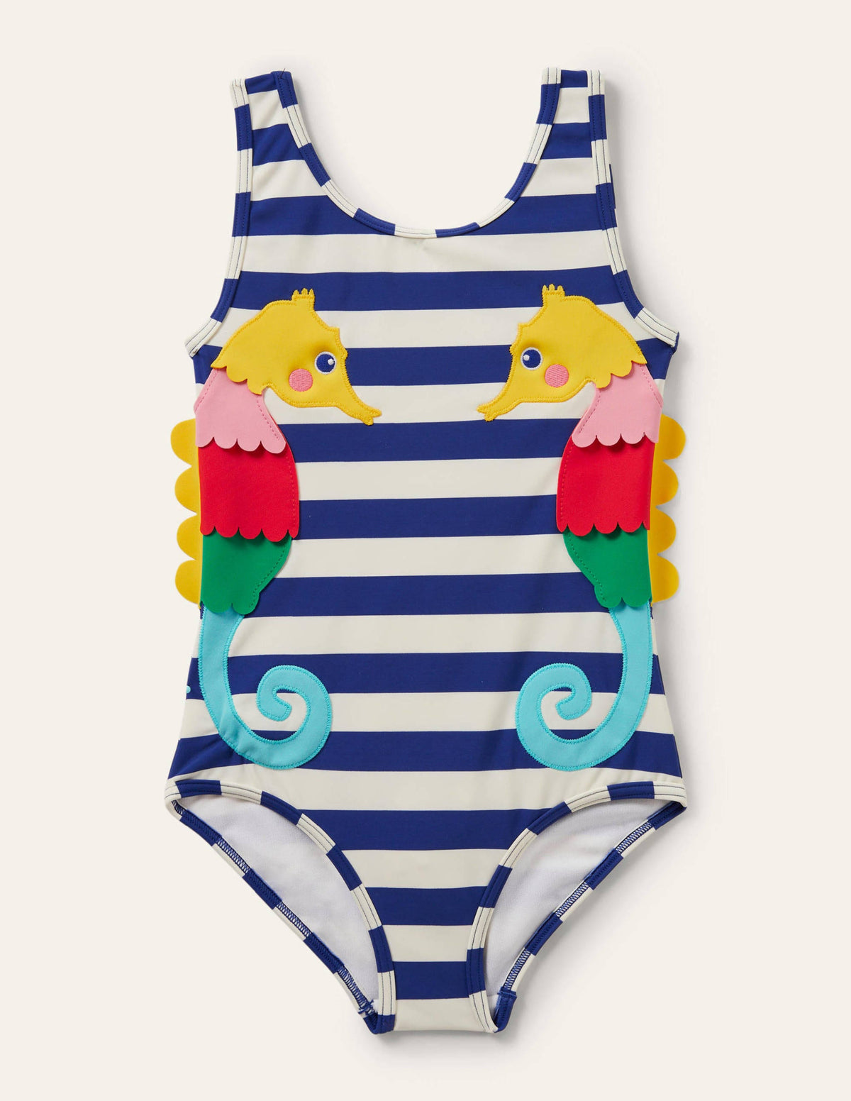 Fun Appliqué Swimsuit-Wave Blue/Ivory Seahorse - Image 1