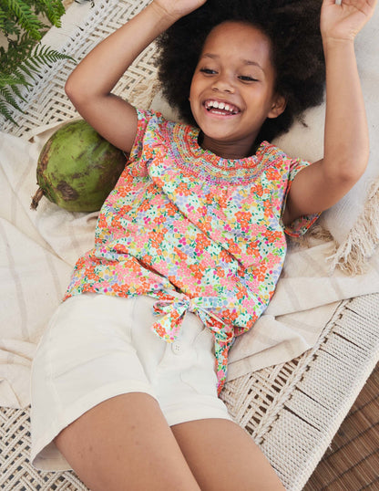 Twill Cargo Shorts-White-5