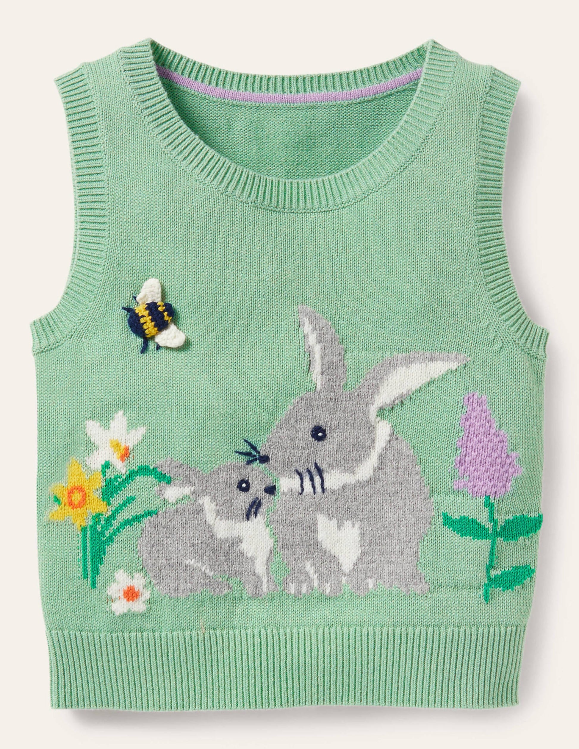 Knitted Tank Top-Fountain Green Bunny-1