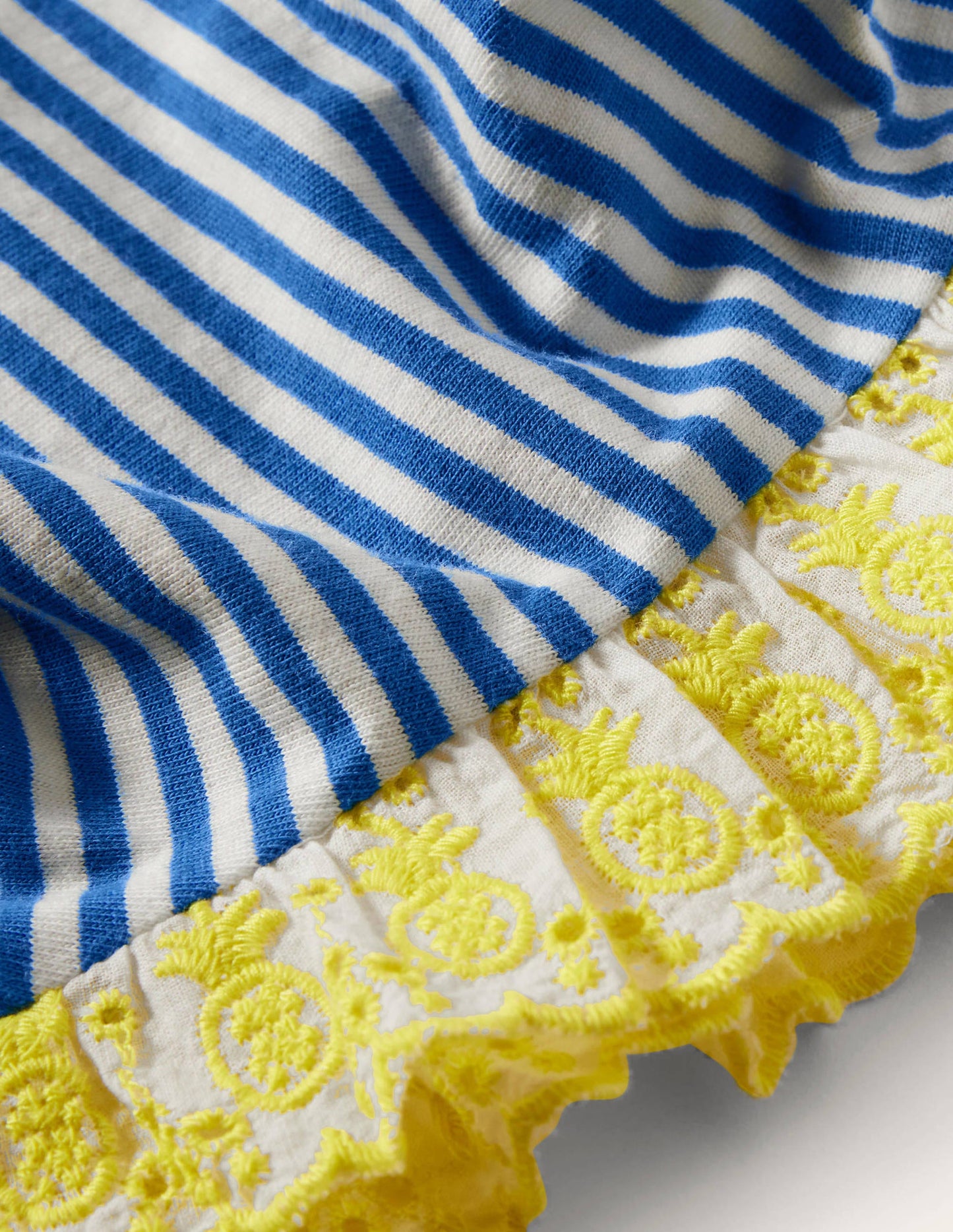 Broderie Sleeve Top-Bright Marina Blue / Ivory