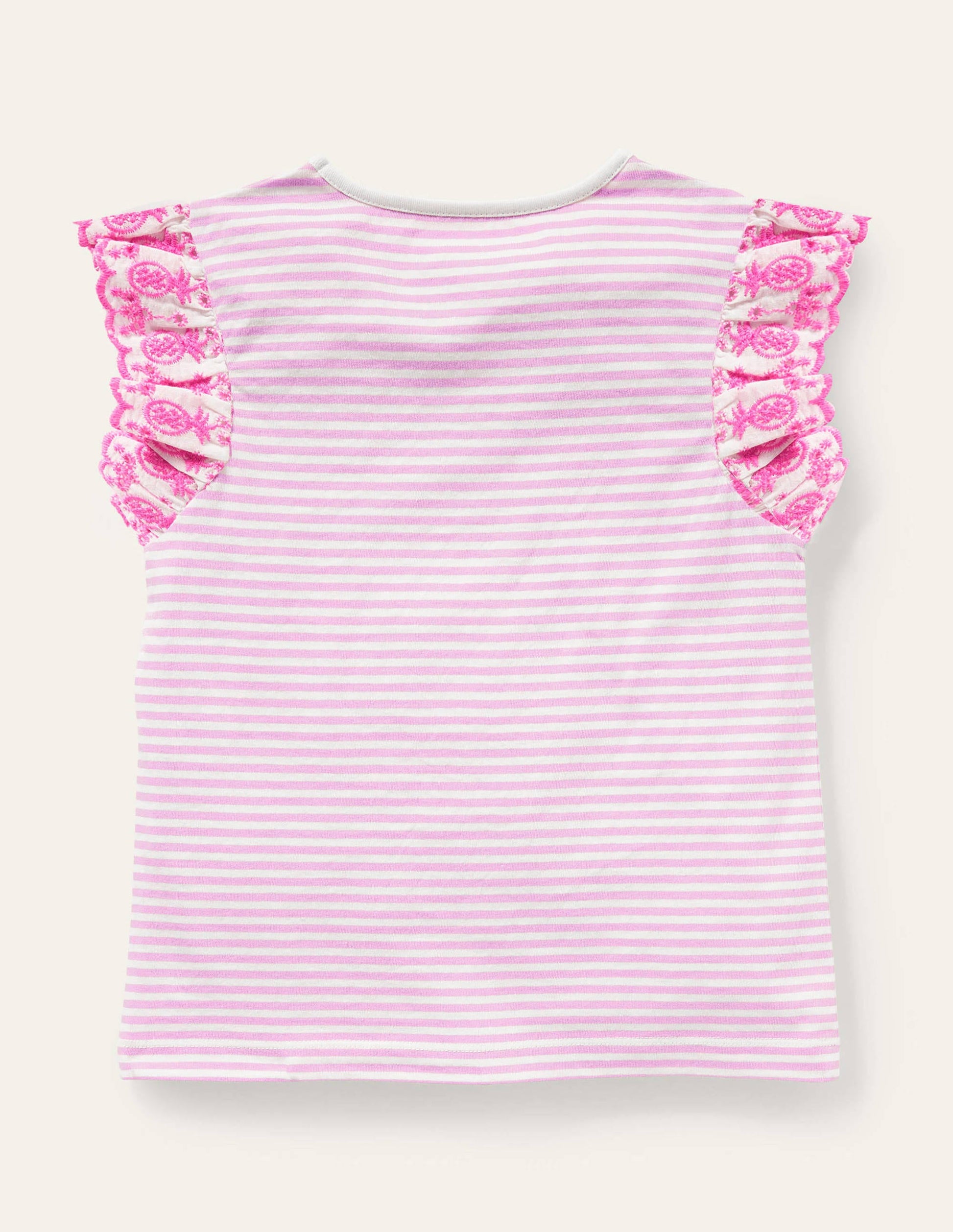 Broderie Sleeve Top-Rosebay Pink / Ivory-2