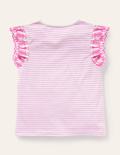 Broderie Sleeve Top-Rosebay Pink / Ivory-2