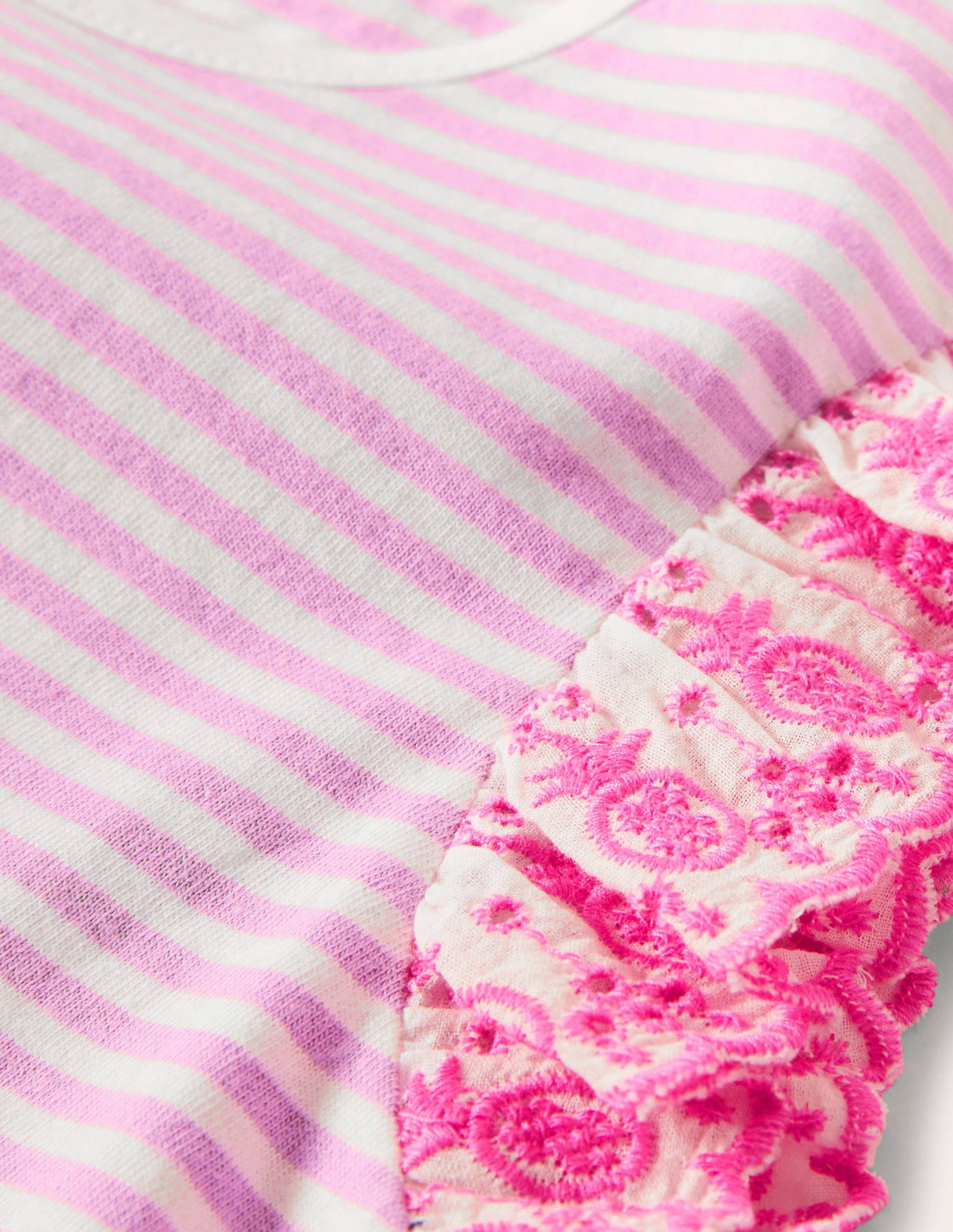 Broderie Sleeve Top-Rosebay Pink / Ivory-3