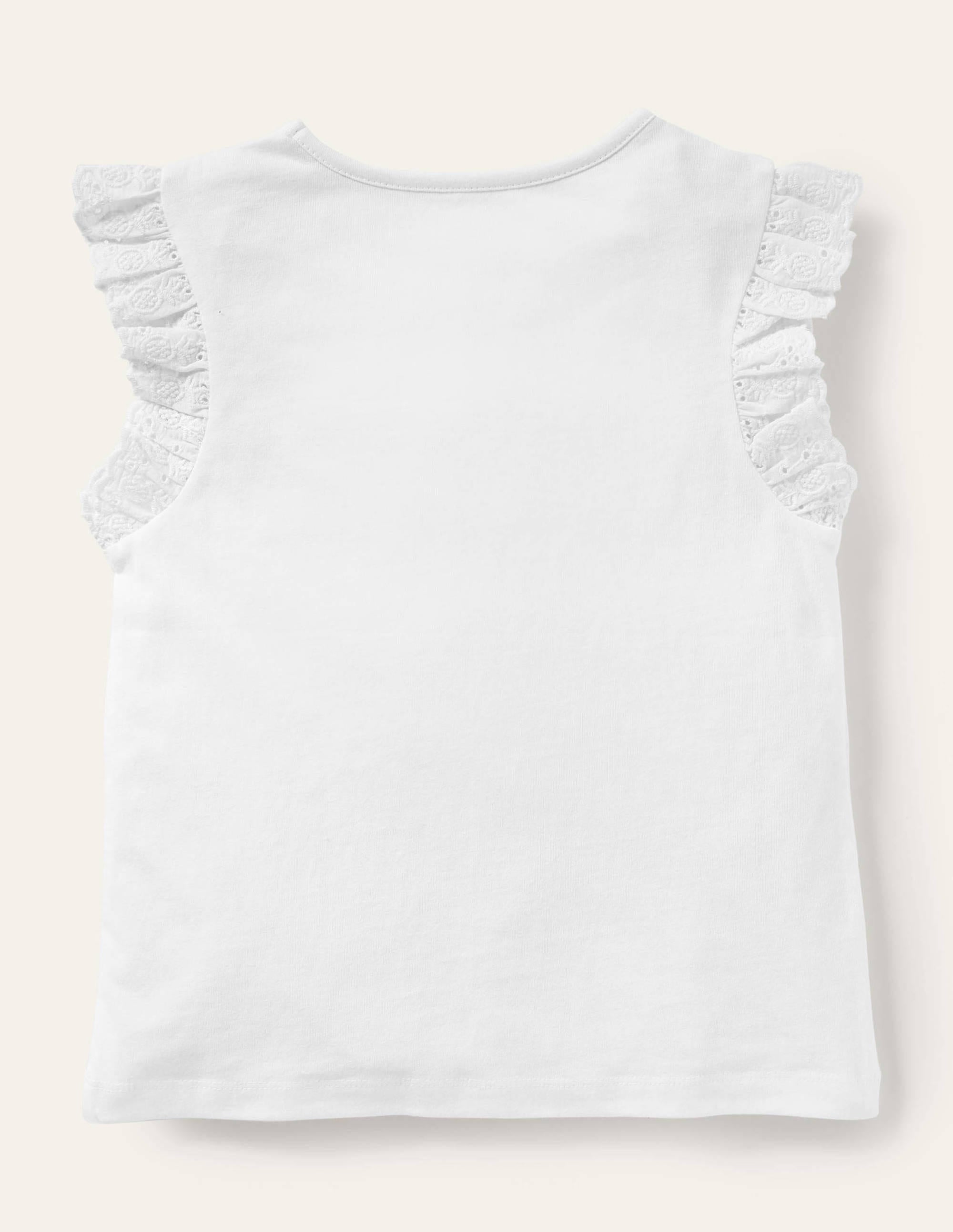 Broderie Sleeve Top-White - Image 2