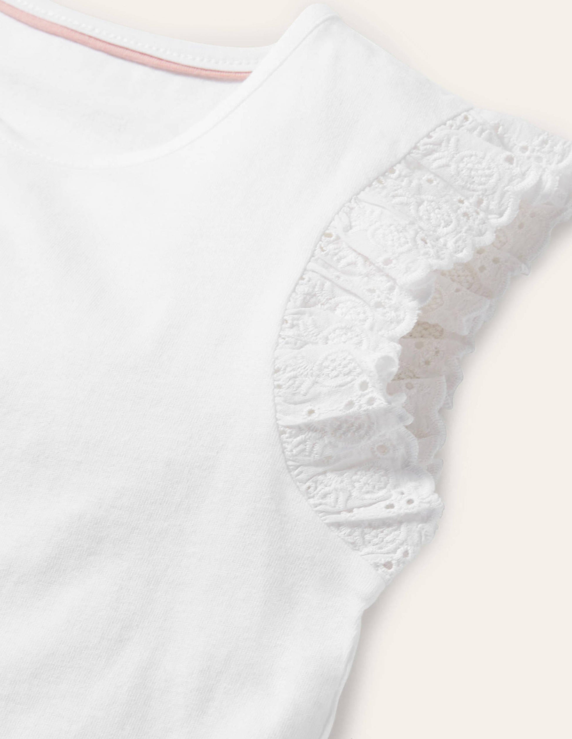 Broderie Sleeve Top-White-3