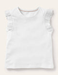 Broderie Sleeve Top-White