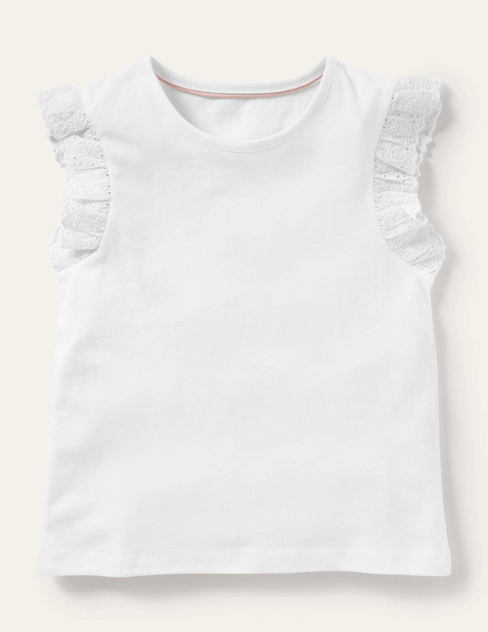 Broderie Sleeve Top-White-1