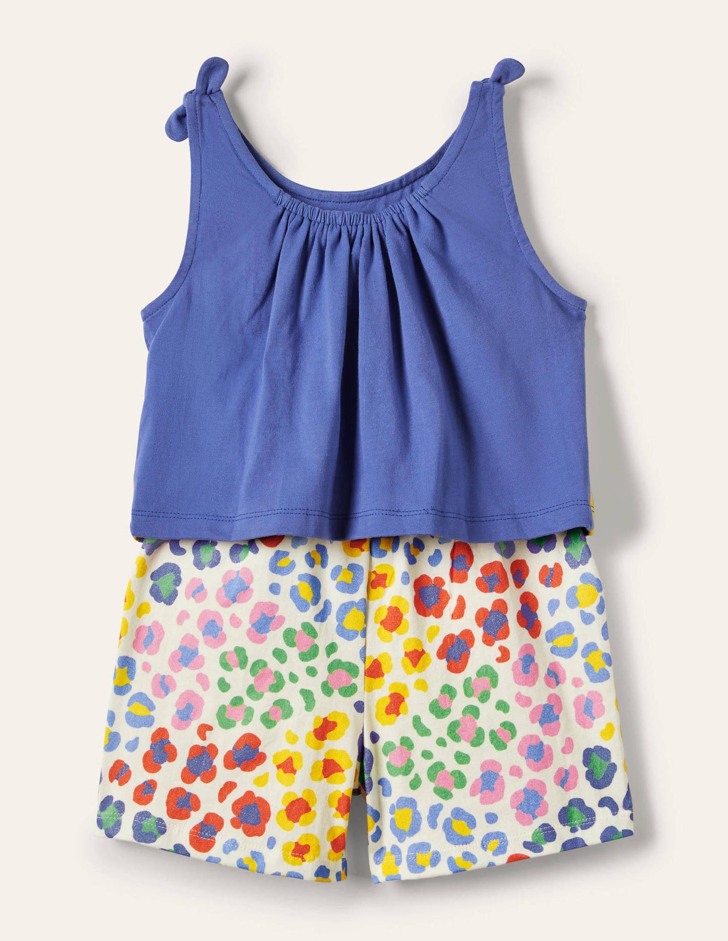 Big Appliqué Playsuit-Bluebell / Multi Leopard