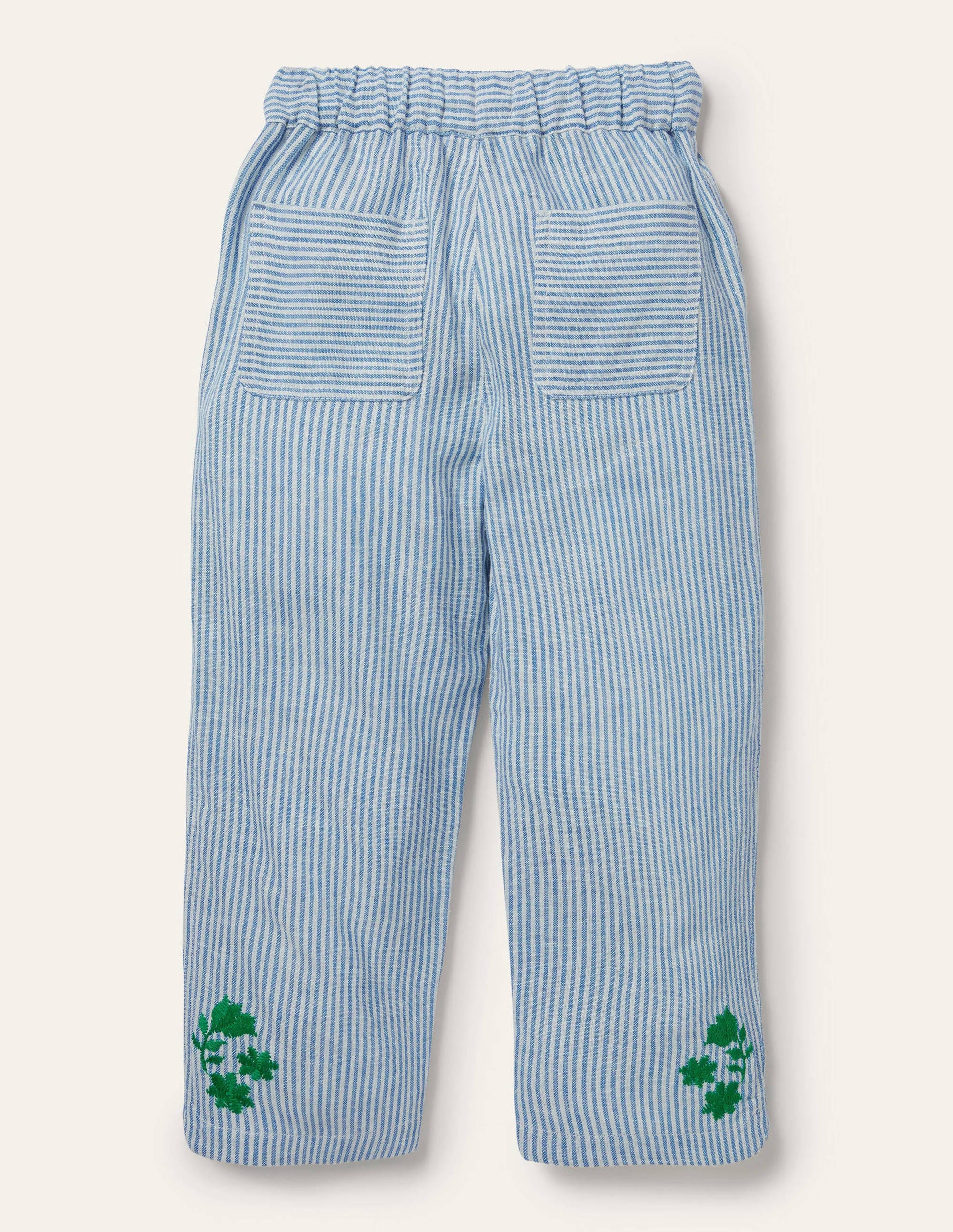 Embroidered Holiday Trousers-Ivory/Coastal Blue Ticking-2