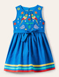 Jungle Vintage Dress-Marina Blue Embroidered