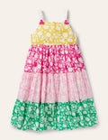 Tiered Printed Sun Dress-Multi Hotchpotch