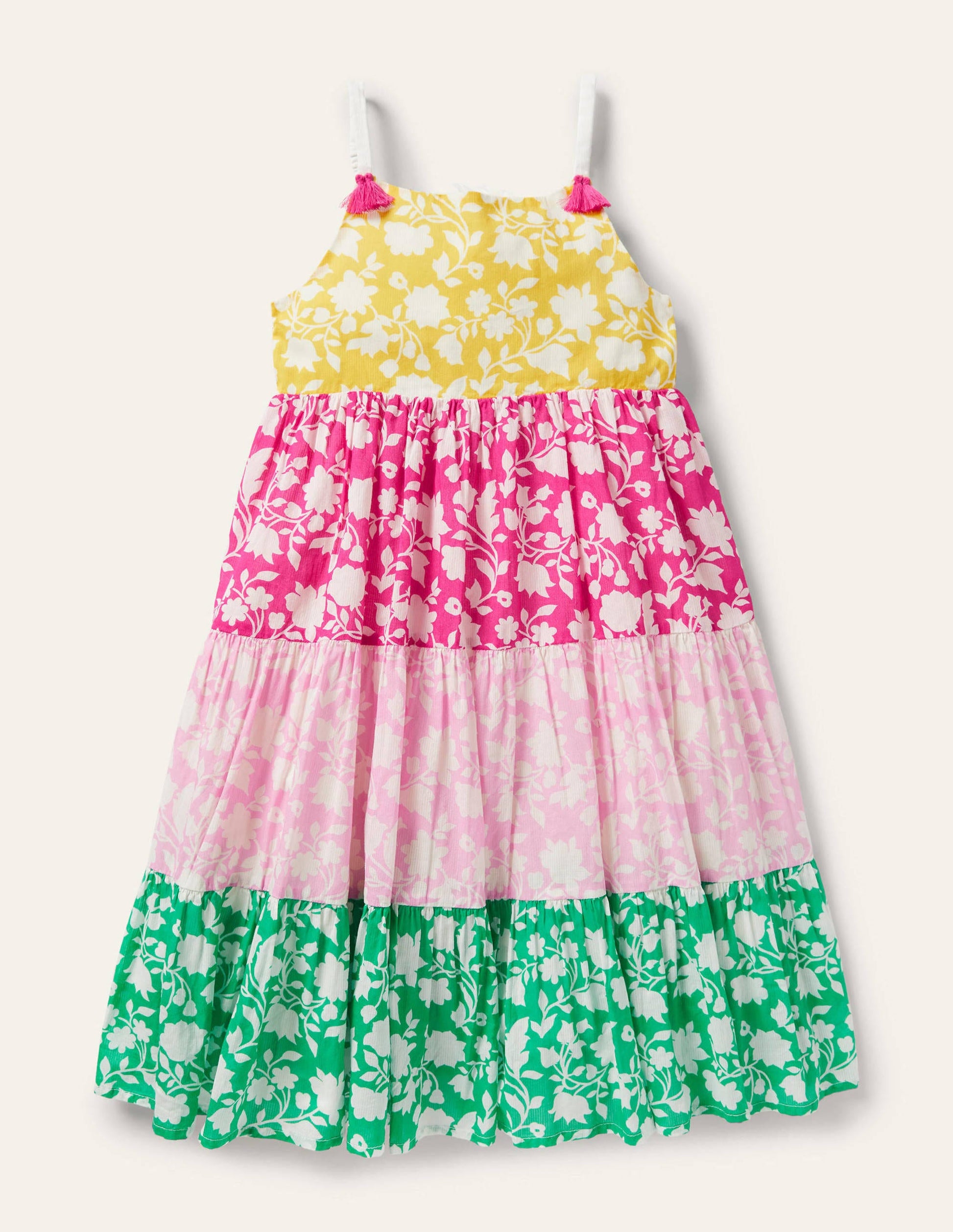 Tiered Printed Sun Dress-Multi Hotchpotch-1