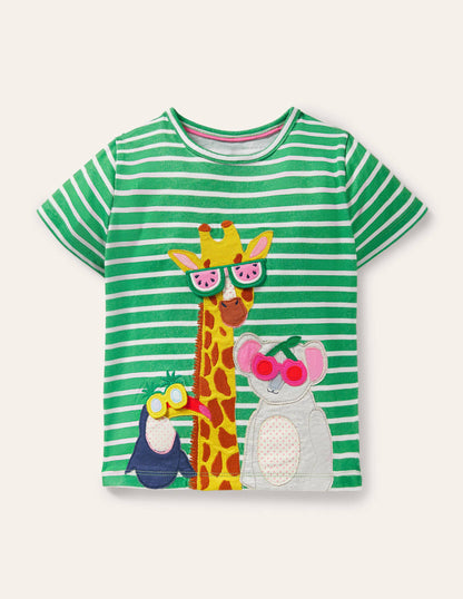 Lift-the-flap T-shirt-Tropical Green/ Ivory Giraffe-3