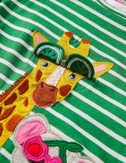 Lift-the-flap T-shirt-Tropical Green/ Ivory Giraffe-5