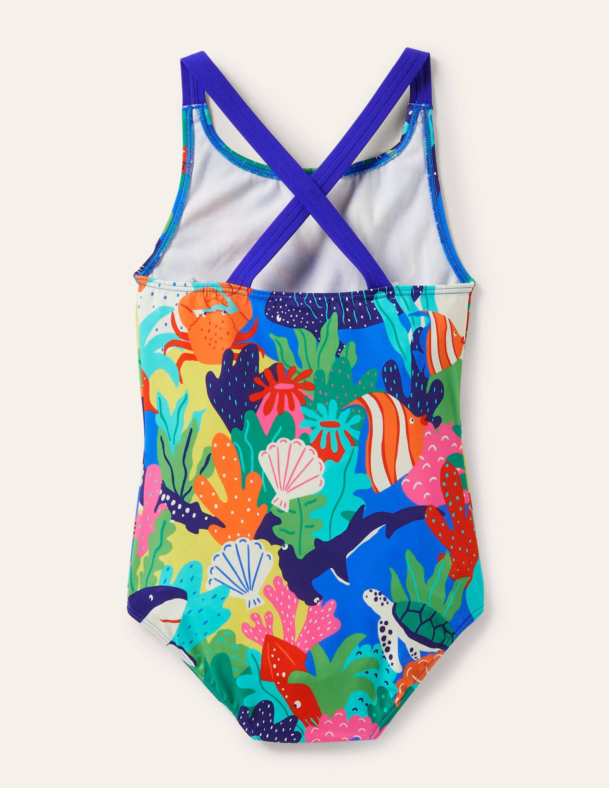 Cross-back Printed Swimsuit-Multi Rainbow Reef-2