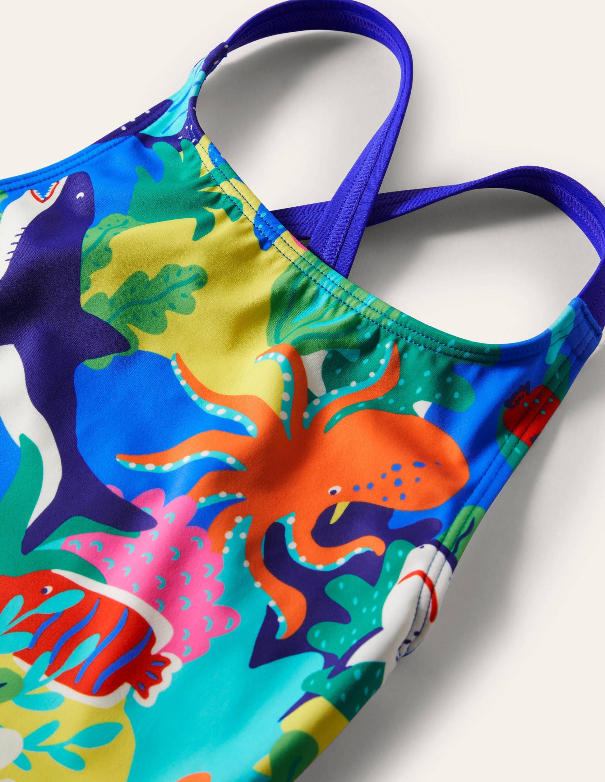 Cross-back Printed Swimsuit-Multi Rainbow Reef-3