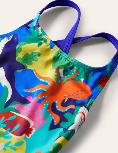 Cross-back Printed Swimsuit-Multi Rainbow Reef-3
