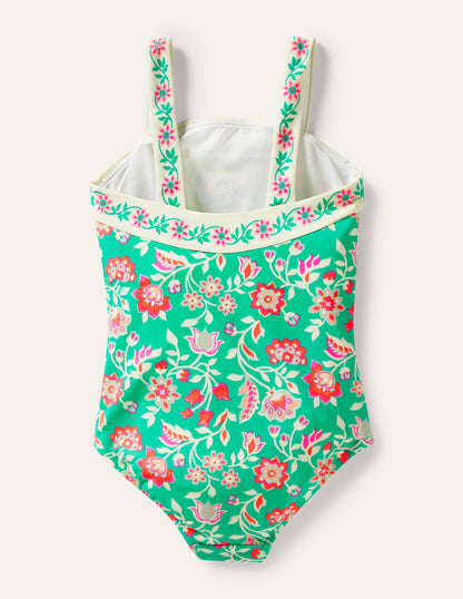 Border Print Swimsuit-Tropical Green Paisley-2