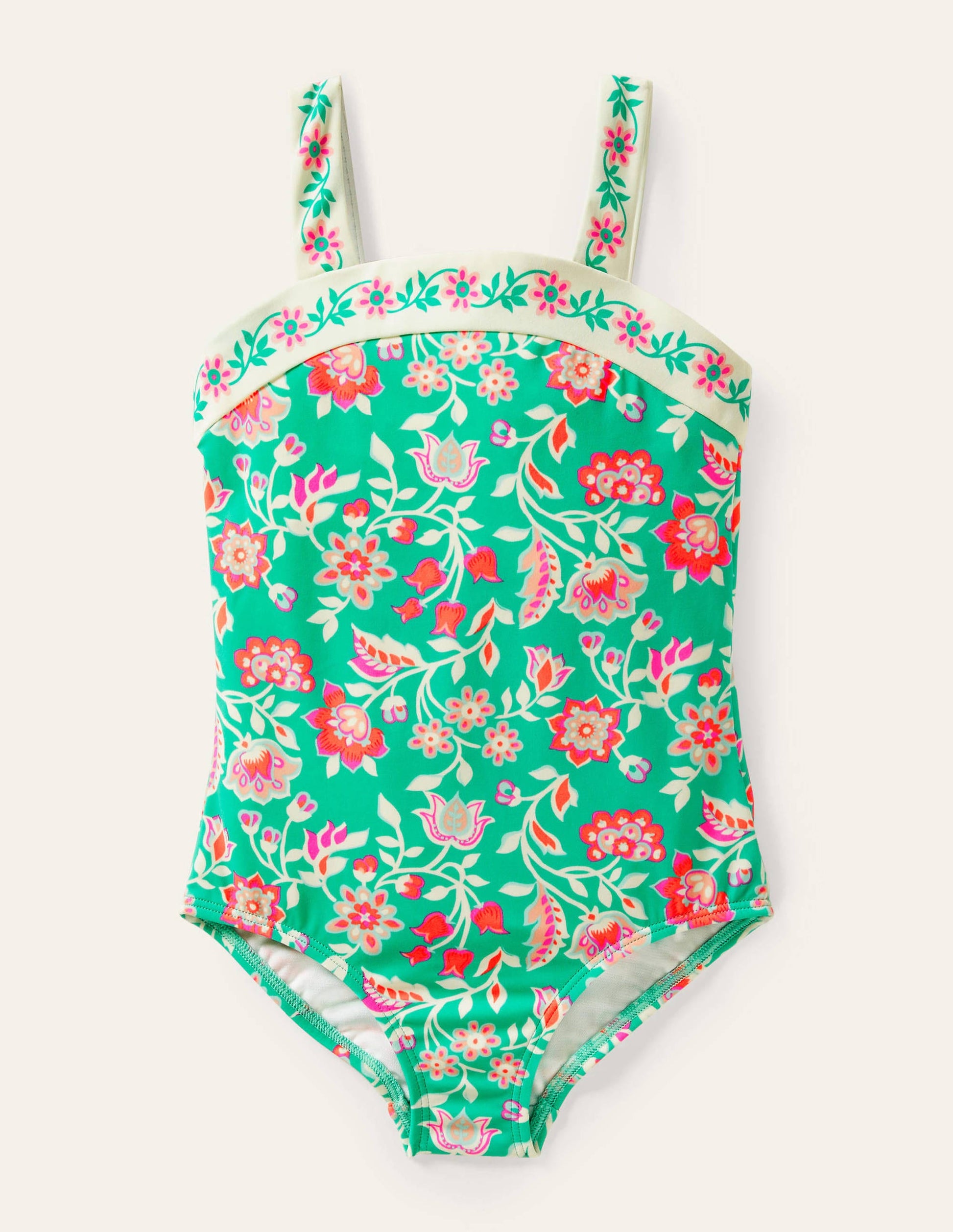 Border Print Swimsuit-Tropical Green Paisley-1