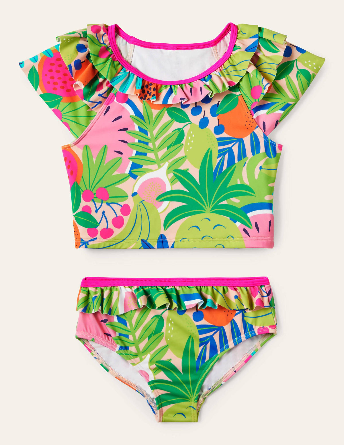Frilly Tankini Set-Multi Tropical Fruit-1