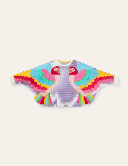 Appliqué Sweatshirt-Ivory / Starboard Parrot