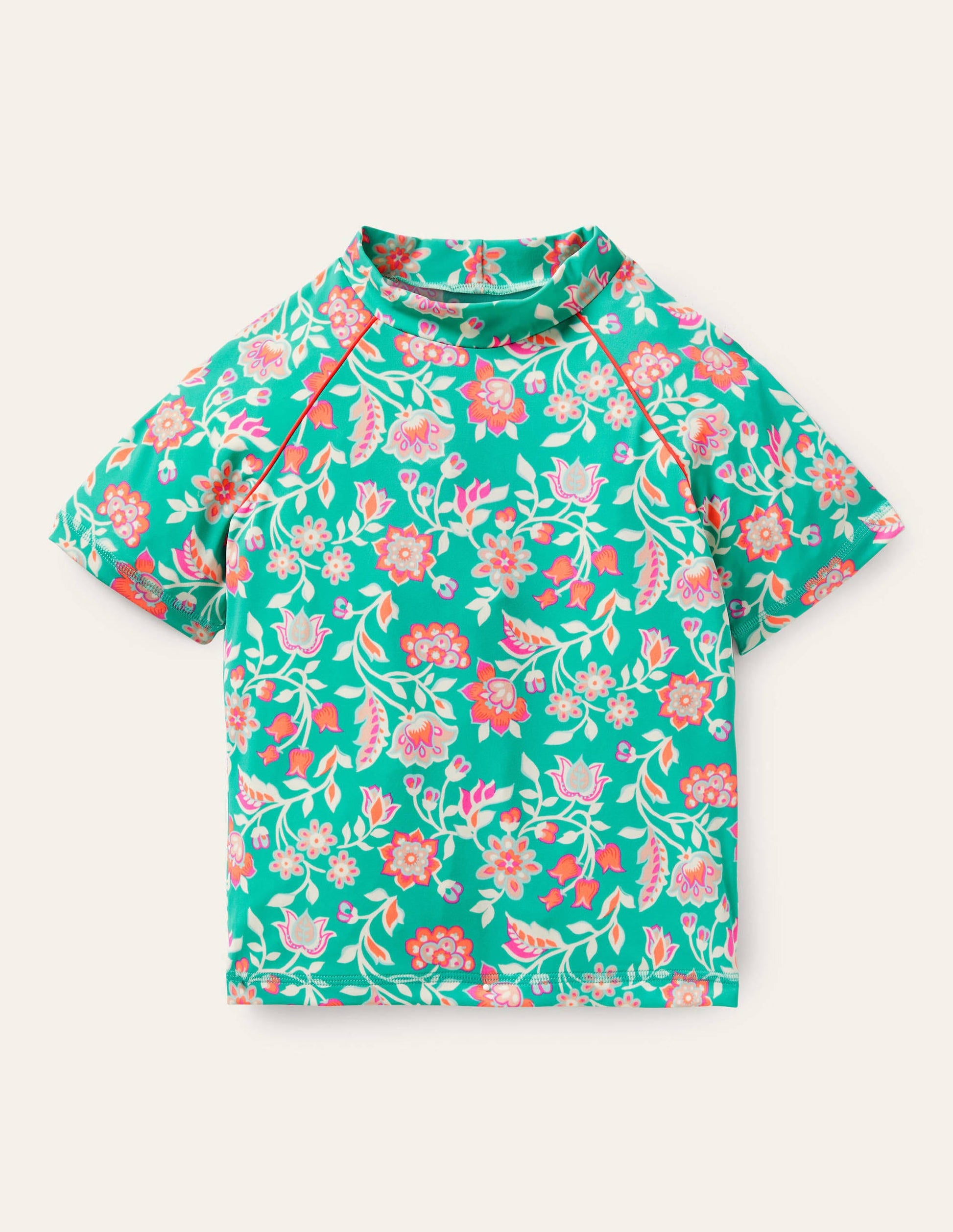 Short Sleeve Rash Vest-Tropical Green Paisley-1