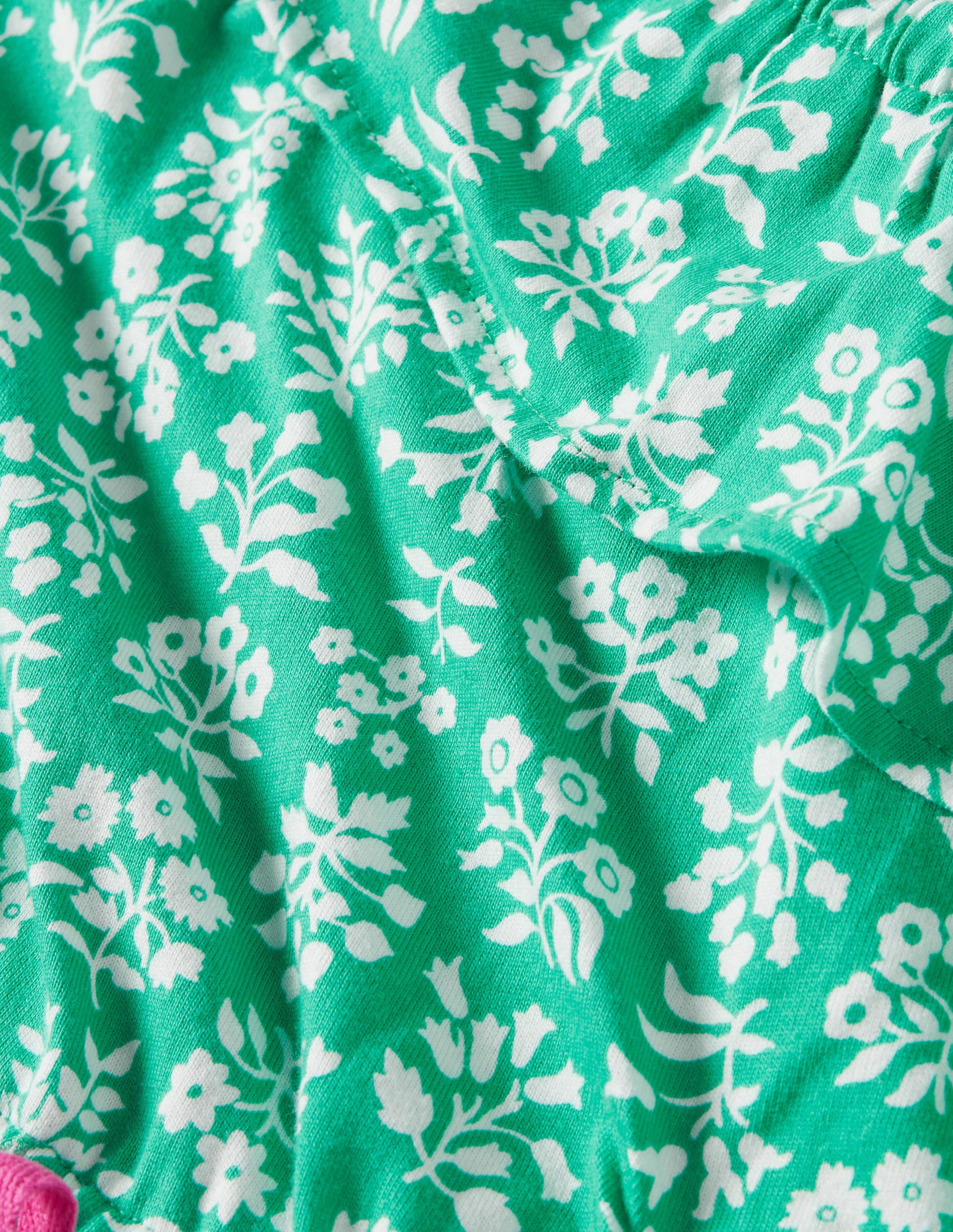 Jersey One Shoulder Playsuit-Tropical Green Woodblock - Image 3