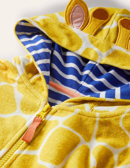 Novelty Towelling Hoodie-Daffodil Yellow Giraffe-4