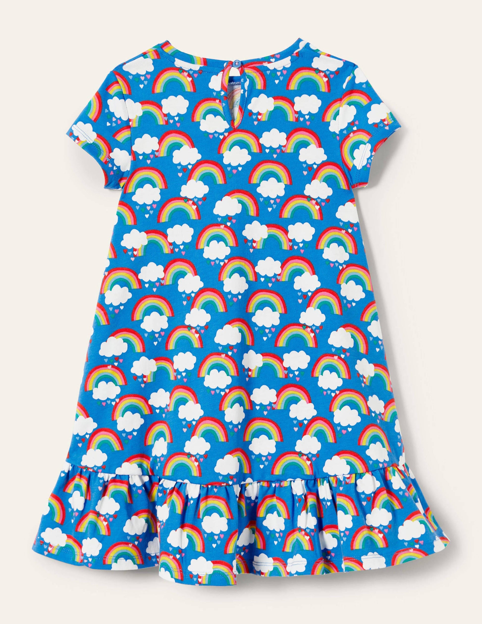 Drop Hem Jersey Dress-Moroccan Blue Love Rainbows-2