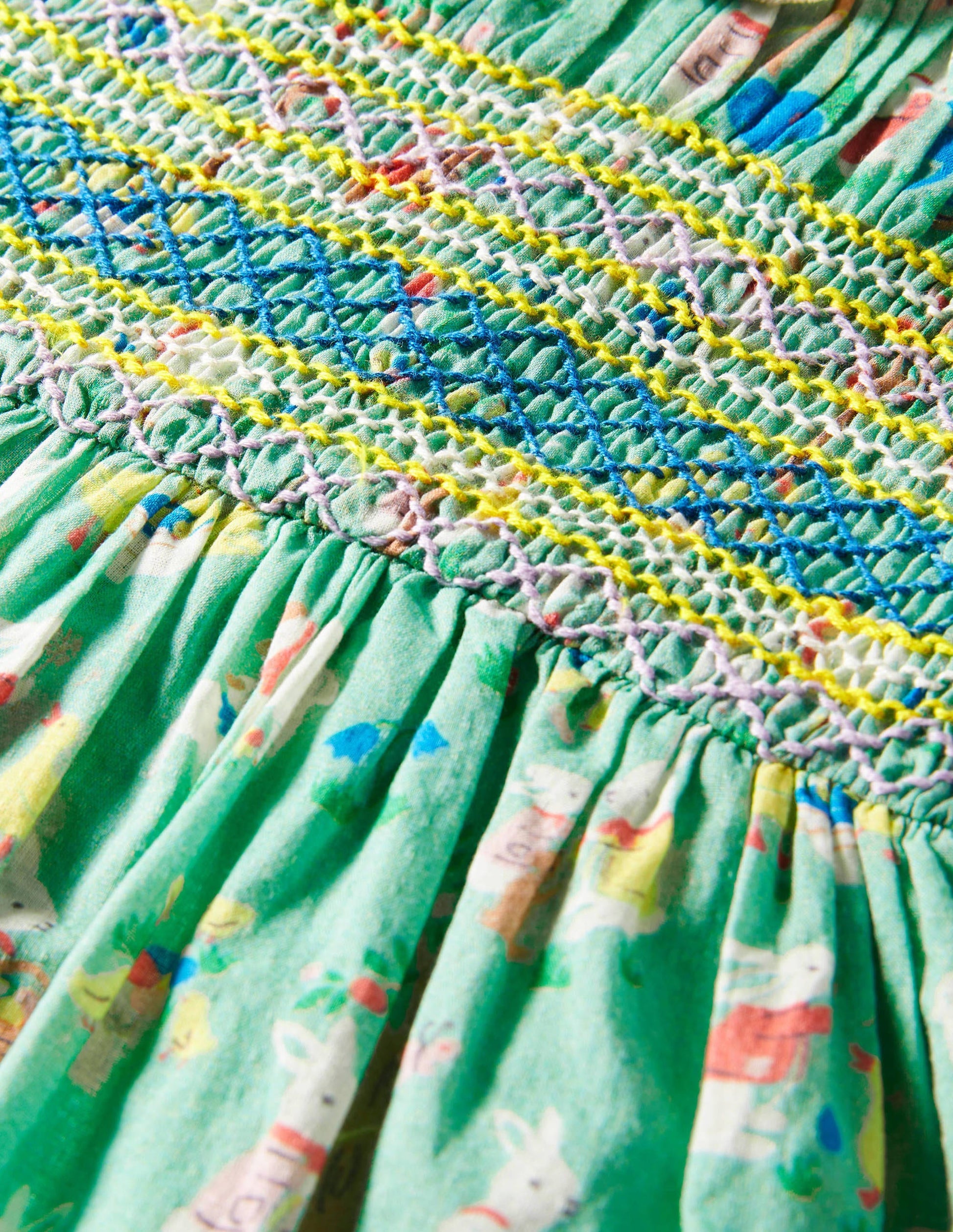 Smocked Dress-Fountain Green Spring Time-3