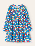 Frill Tiered Jersey Dress-Moroccan Blue Love Rainbows