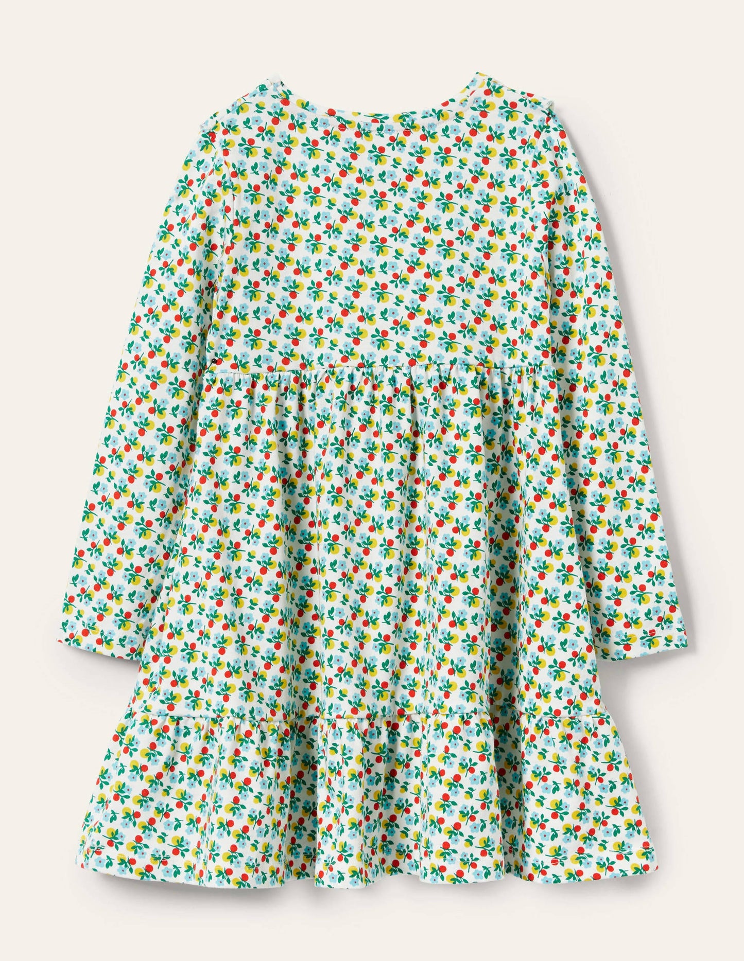 Frill Tiered Jersey Dress-Ivory Berry Blossom