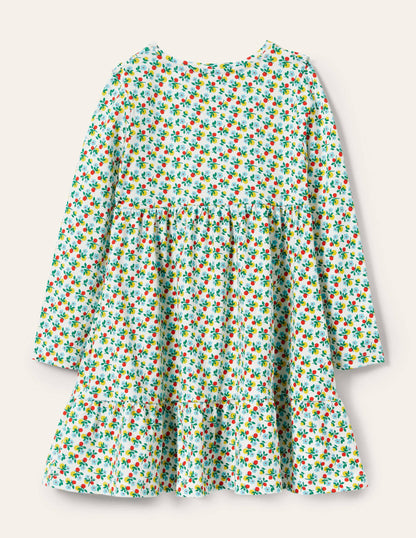 Frill Tiered Jersey Dress-Ivory Berry Blossom-2