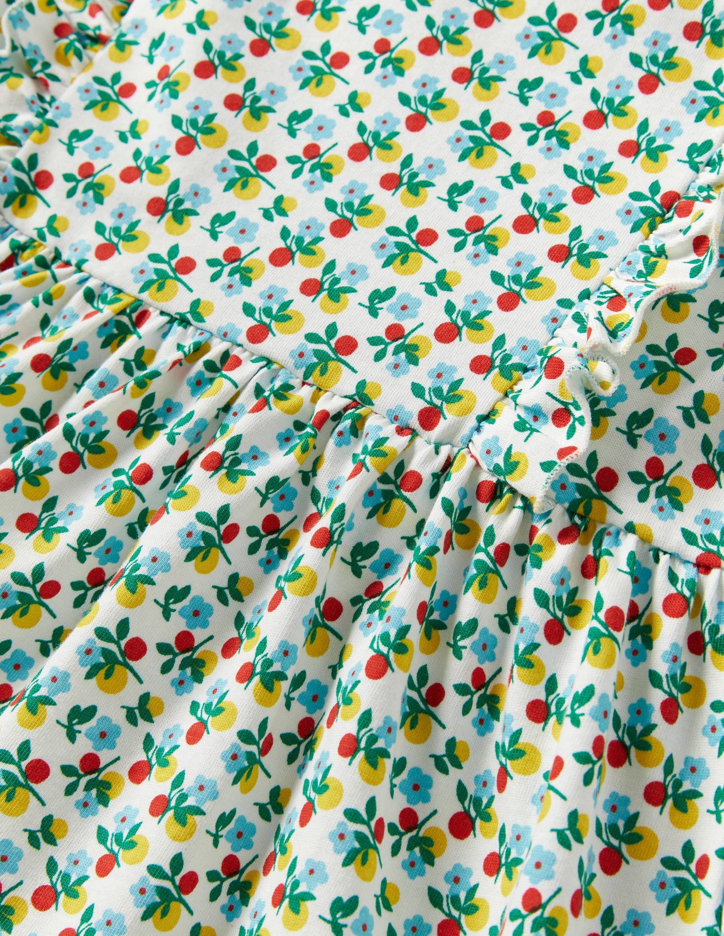 Frill Tiered Jersey Dress-Ivory Berry Blossom