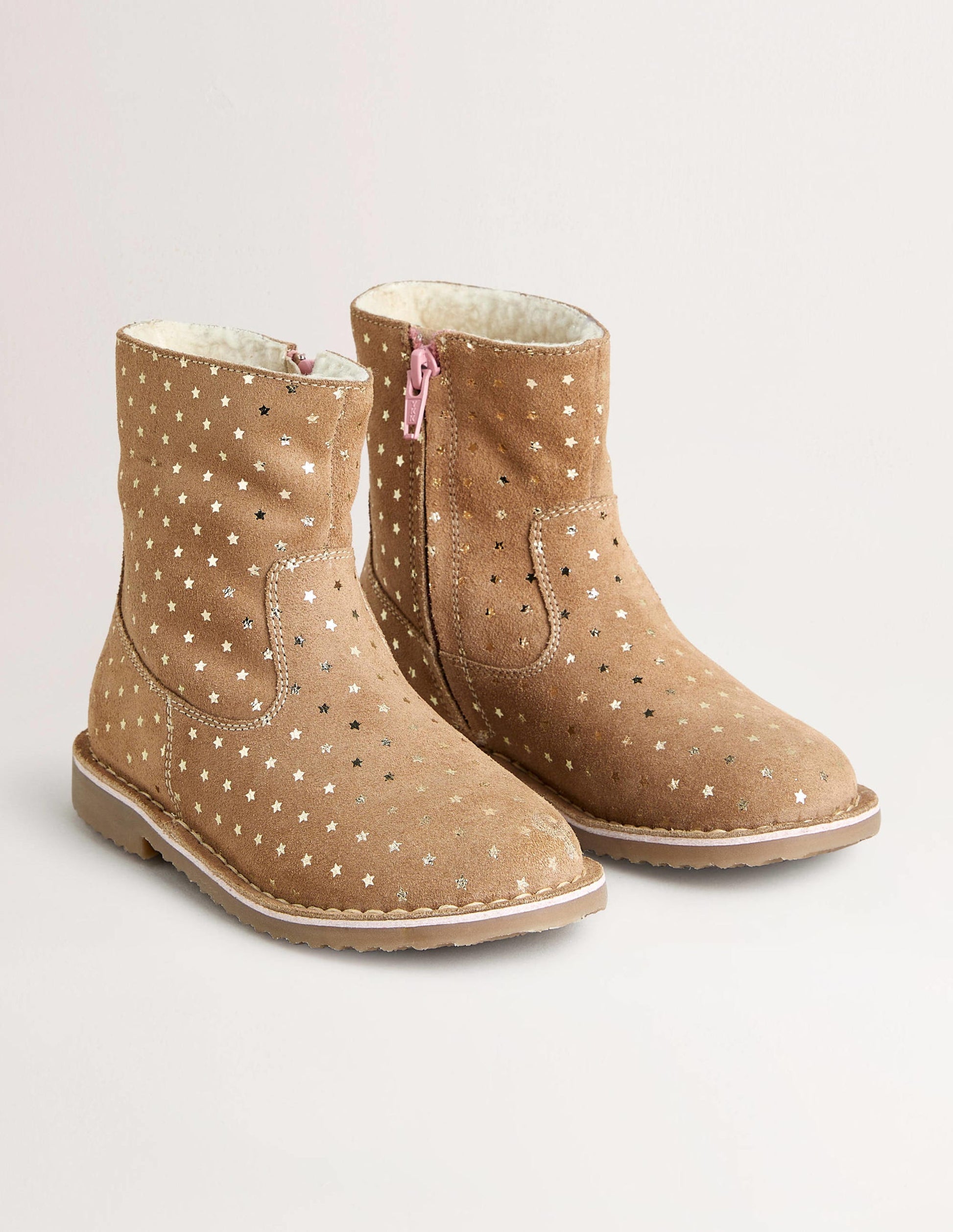 Cosy Short  Leather Boots-Taupe Star-2