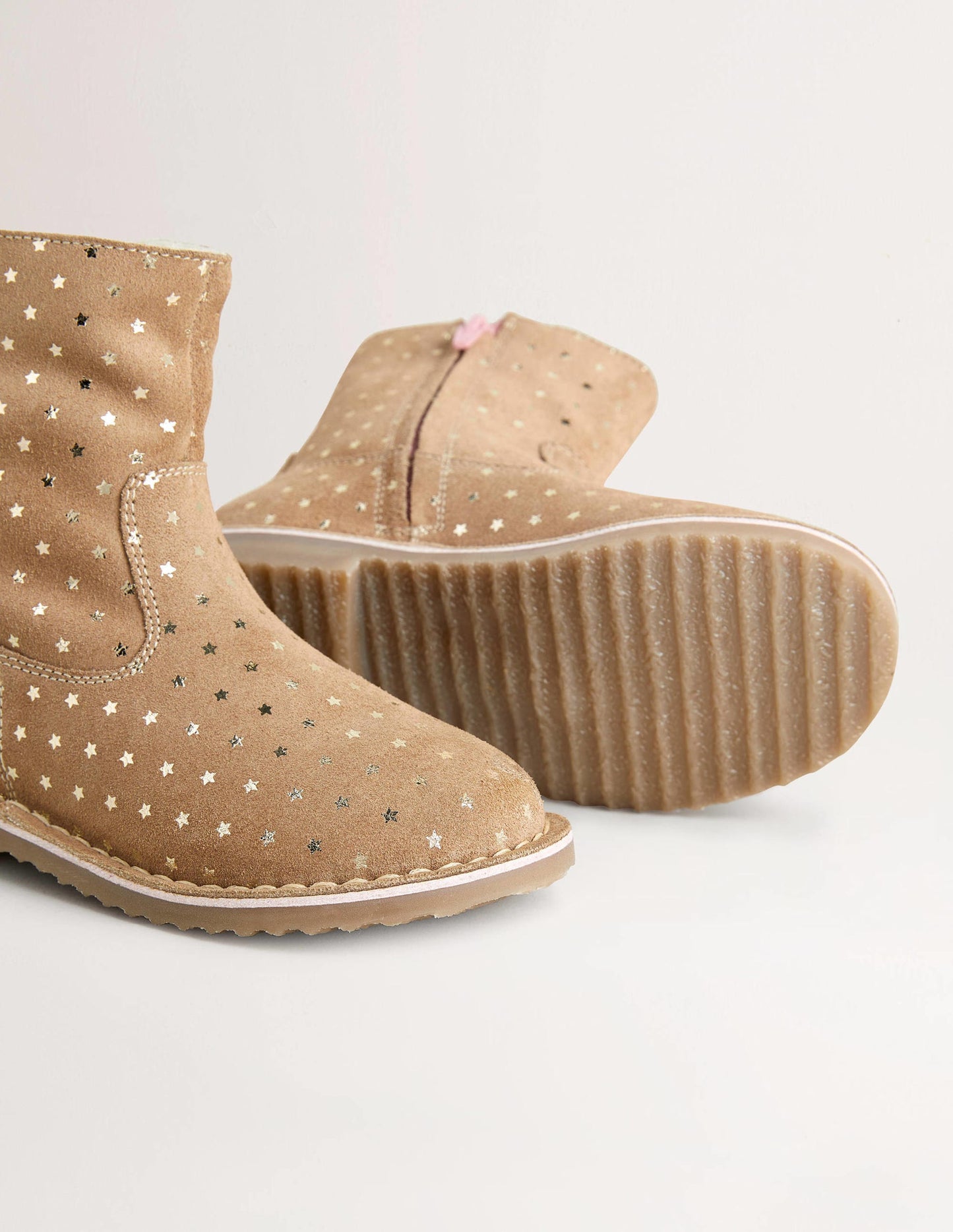 Cosy Short  Leather Boots-Taupe Star